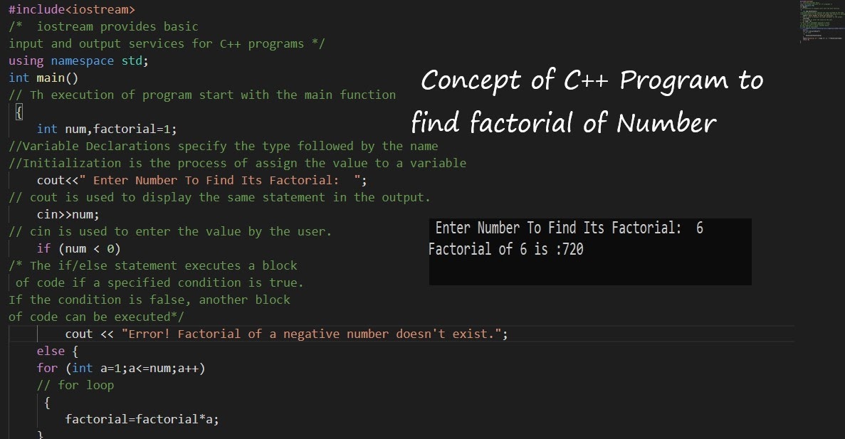 C++ Program to find factorial of Number