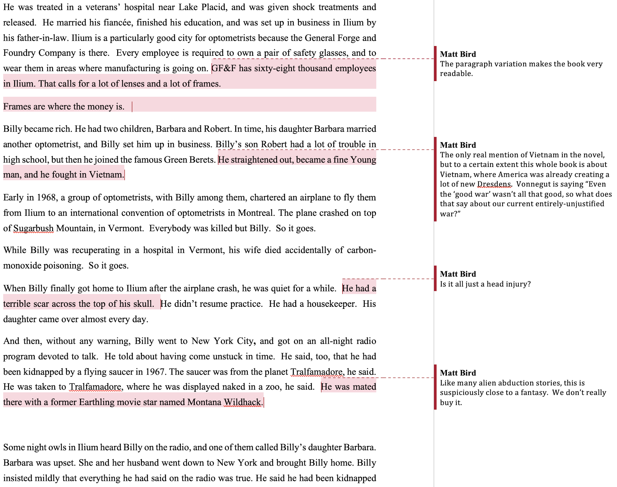 Cockeyed Caravan The Annotation Project Slaughterhouse Five