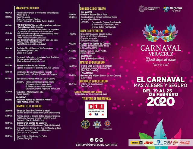 programa completo carnaval veracruz 2020