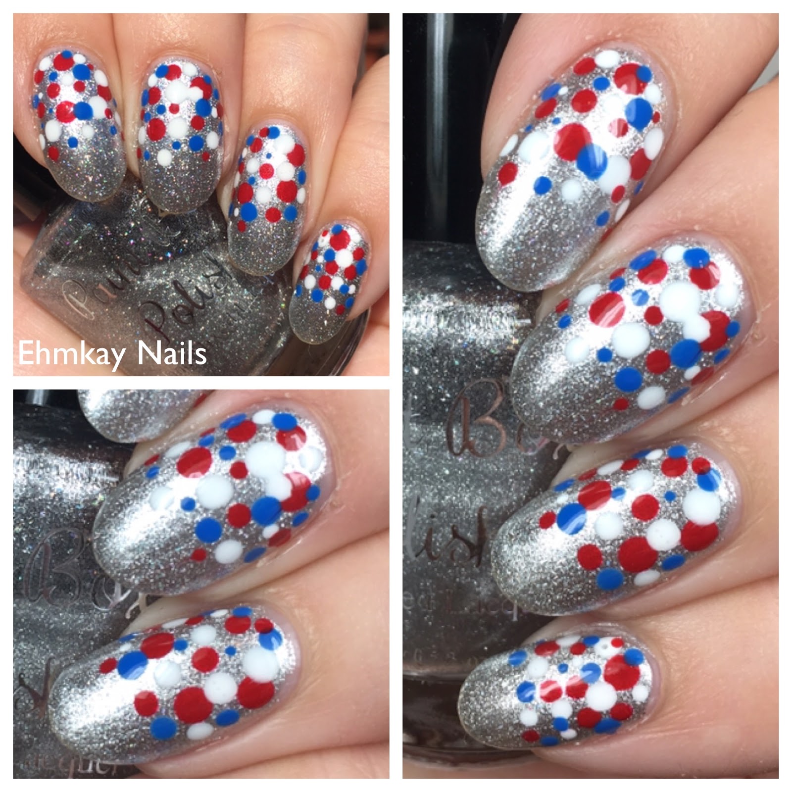 4th of July Nail Art: Gradient Dots