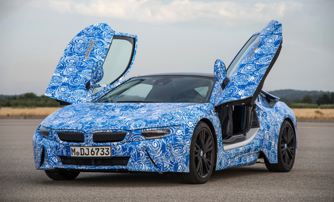 BMW i8 prototype with open gullwing doors