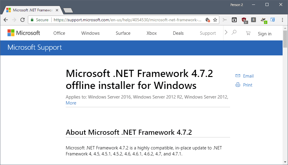 Версии net framework для windows 7