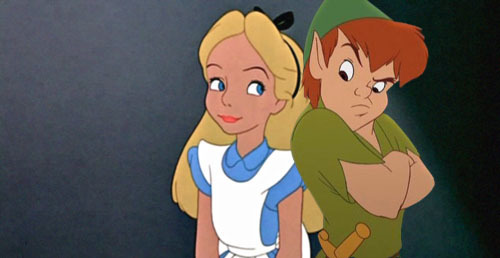 Alice and Peter Pan Alice in Wonderland 1951 animatedfilmreviews.filminspector.com