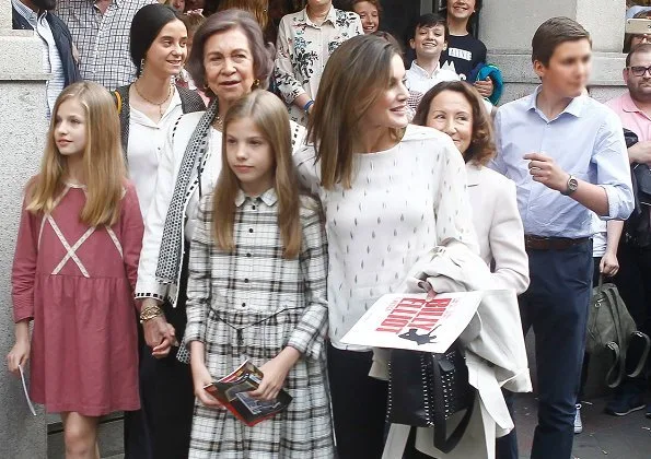 Queen Letizia, Queen Sofia, Princess Leonor, Infanta Sofia, Victoria Federica Marichalar and Irene Urdangarin watched Billy Elliot's musical theater play