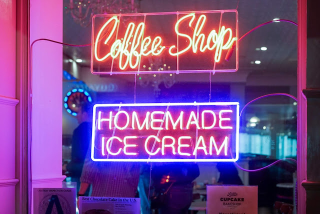 Neon signages for a coffee and ice cream shop.