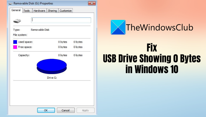 Unidad flash USB que muestra 0 bytes en Windows 10