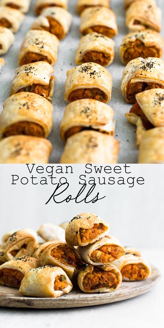 Delicious Vegan Sweet Potato Sausage Rolls with Chickpeas, Gochujang