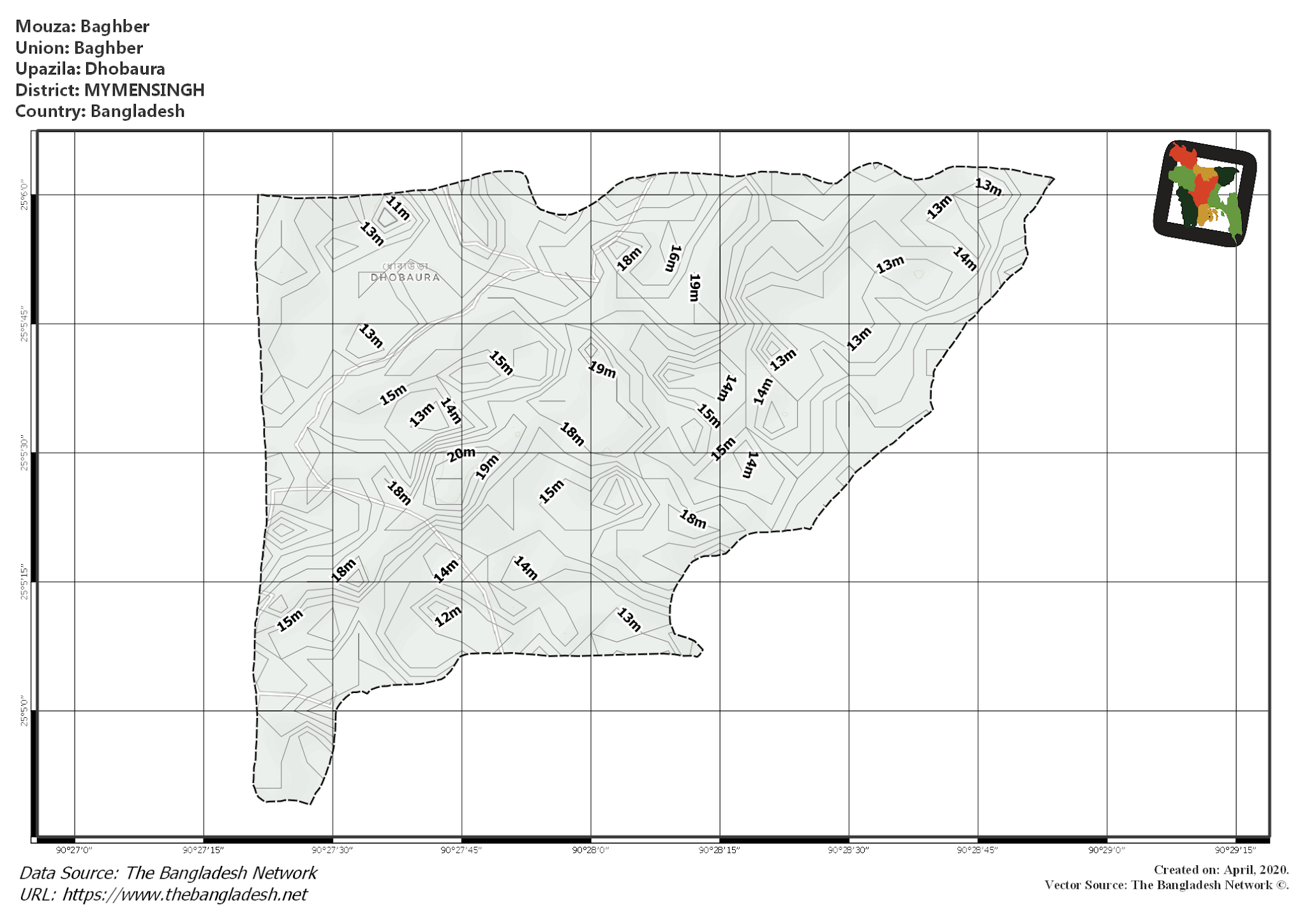 Map of Baghber Mouza of Dhobaura Upazila, MYMENSINGH Map of Baghber Mouza of Dhobaura Upazila, MYMENSINGH, Bangladesh.