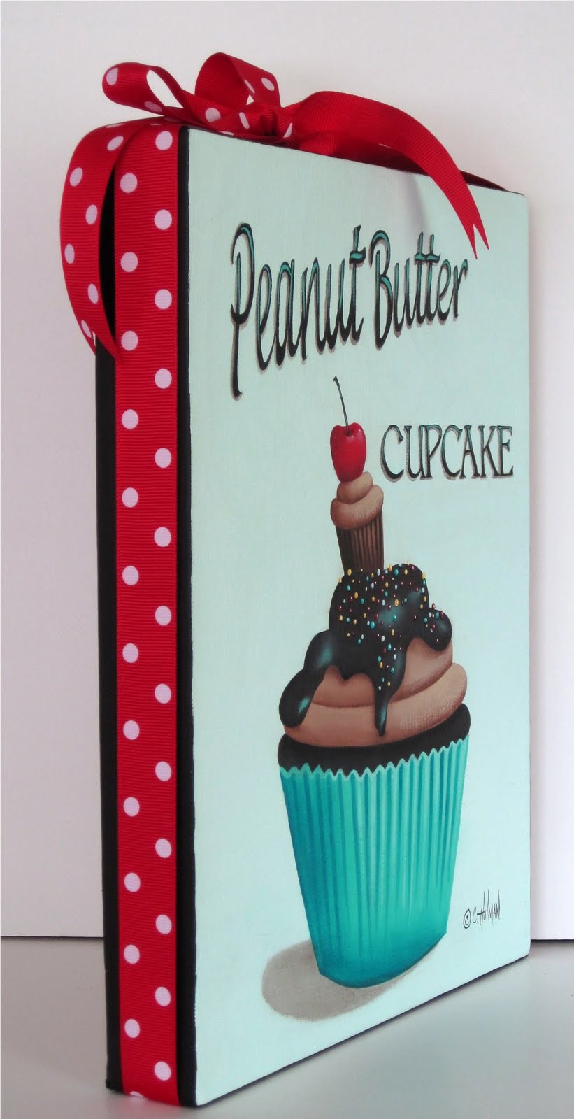 Catherine Holman Folk Art Peanut Butter Cupcake Painting and Joplin, MO