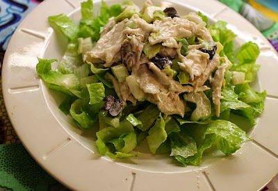 Ensalada de pollo, uvas y melón