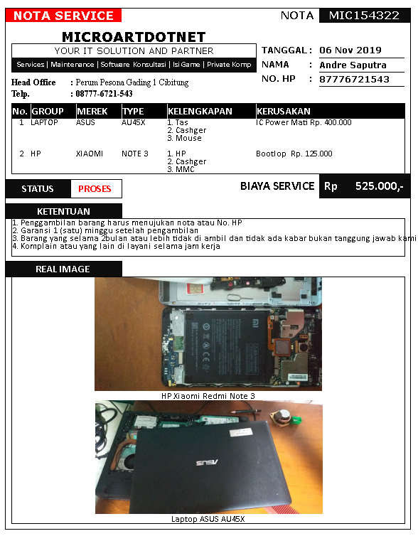 DOWNLOAD APLIKASI NOTA SERVICE Jasa Service Laptop dan