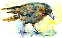 yupo paper crow watercolors texture watercolor watercolour paintings daily crows happy painting birthday carol artists 5x7 paintworks