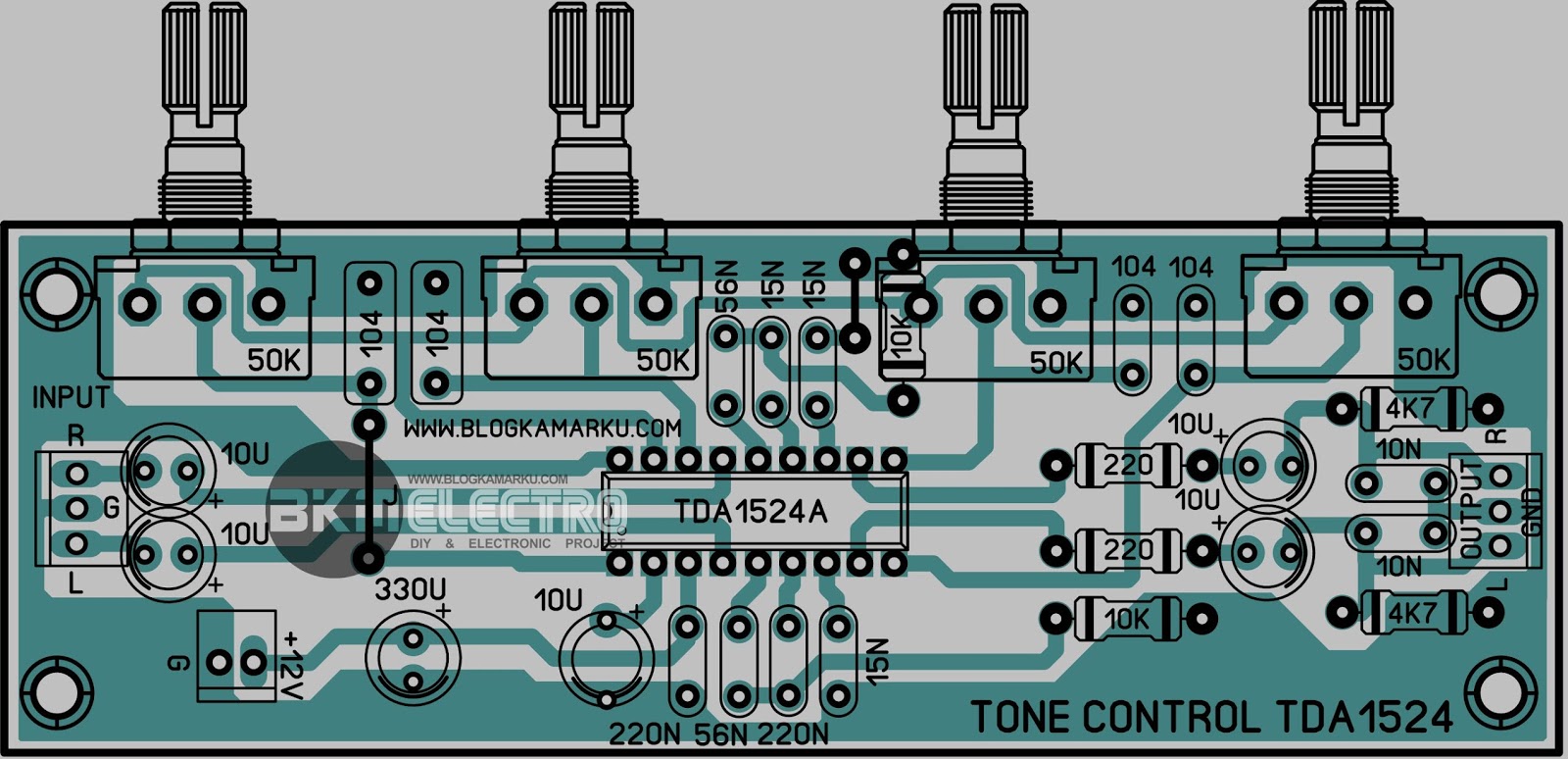 Layout Tone Control Tda 1524 Pcb Stereo Audio Amplifier Electronic Circuit Projects Stereo