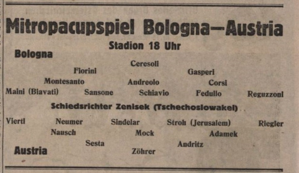 Kennergasse 3 seit 1993 Mitropacup 1937