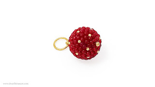 Classy delicate bright red beaded ball pendant