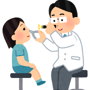鼻の検査のイラスト（健康診断・女の子）