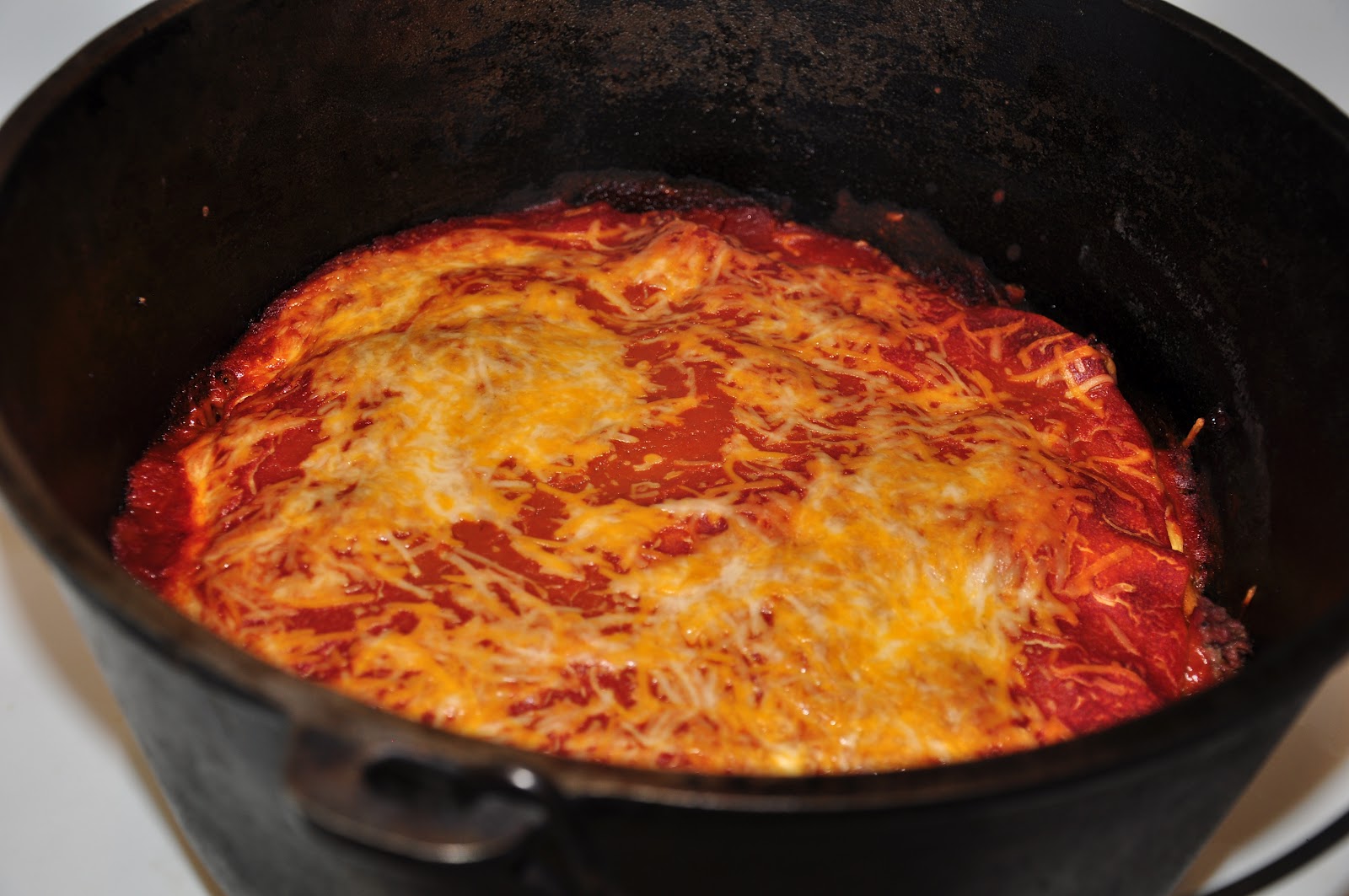 The Changeable Table Stacked Enchilada Dutch Oven Pie