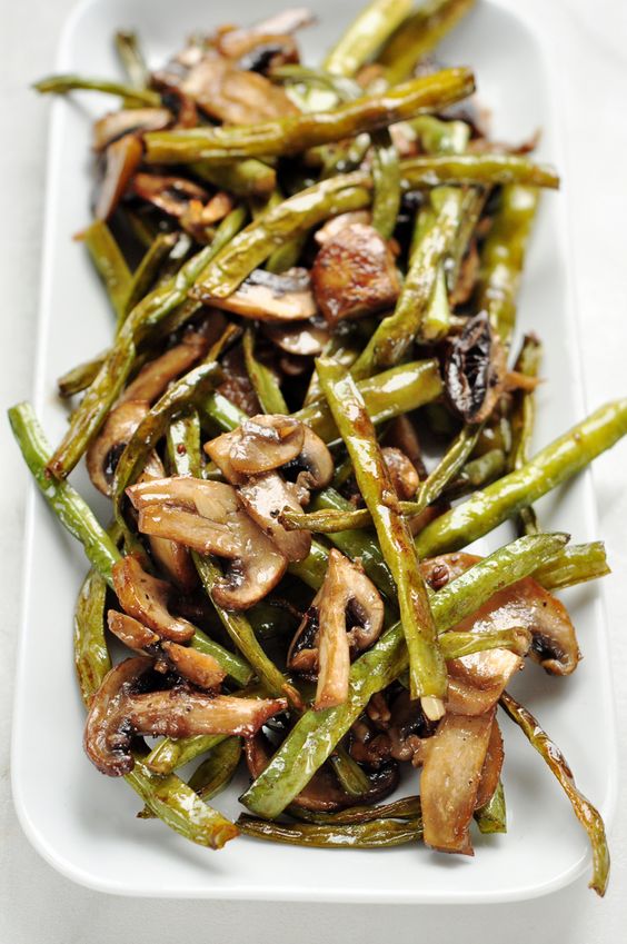 Roasted Green Beans and Mushrooms Food Recipes Instant
