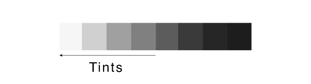 display of tints on a value scale