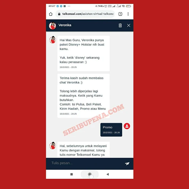 Chat Veronika di Website telkomsel