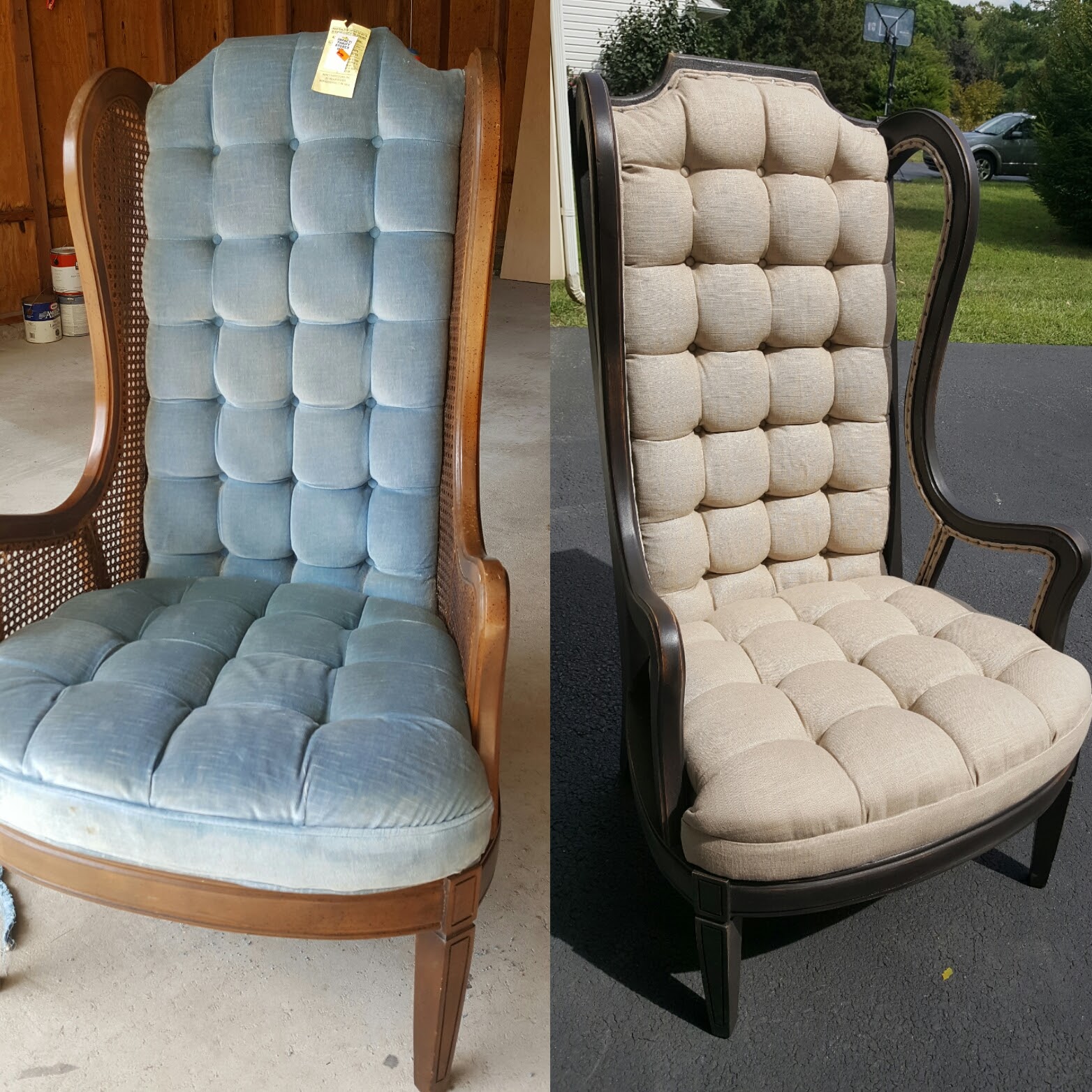 dawnToussaint DIY project tufted high back chair