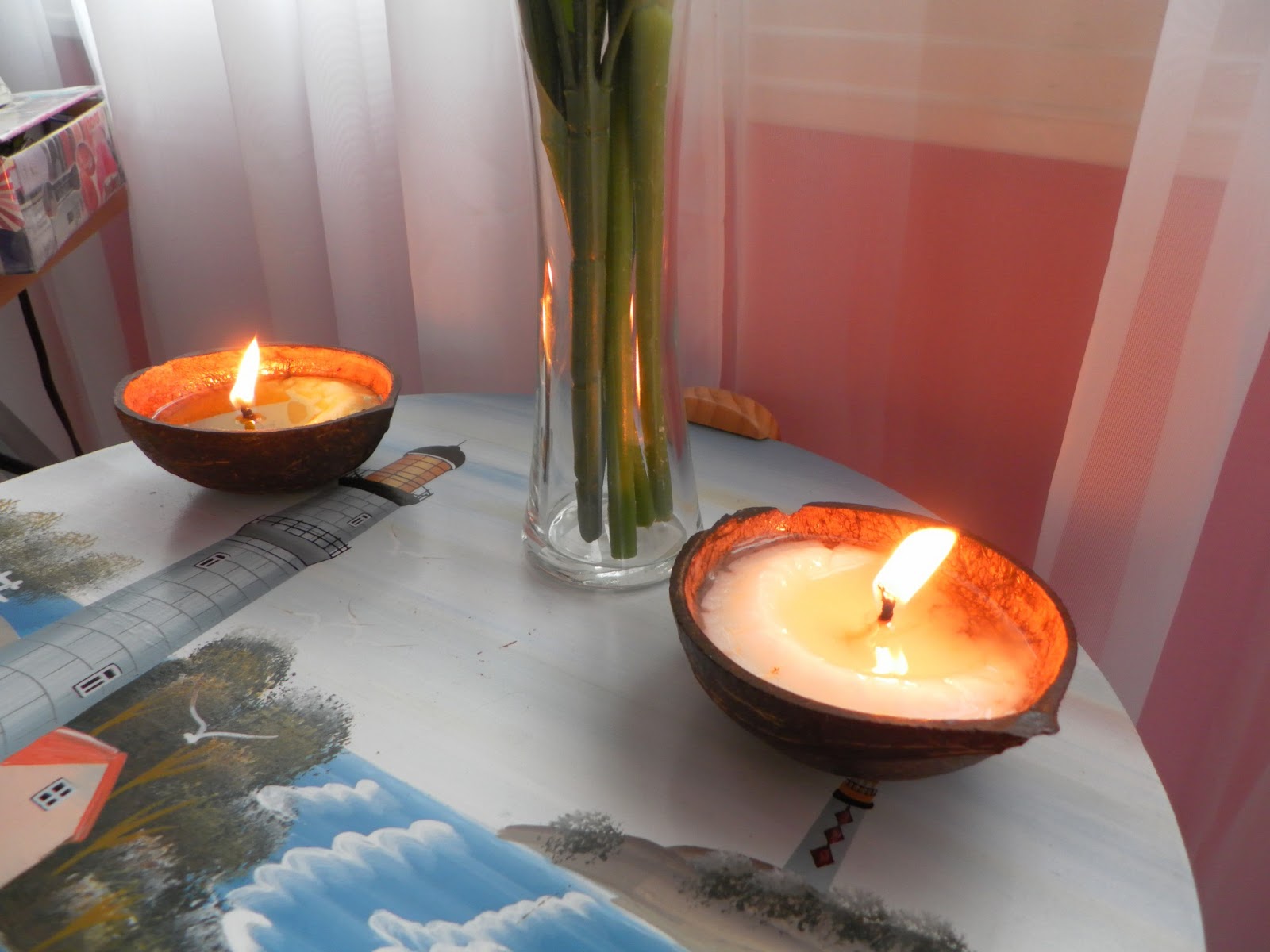 moon blossom DIY coconut shell candles