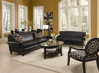 Living Room with Leather Furniture Sets and Decorative Accent Chair Picture accents chairs living rooms unique black flat leather divan
