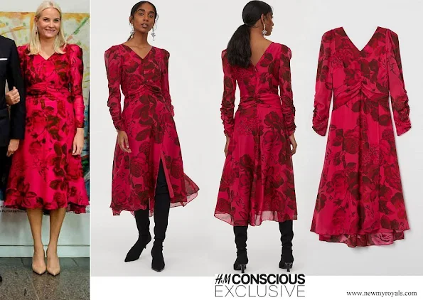 Crown Princess Mette-Marit wore H&M floral print dress from Conscious Exclusive collection