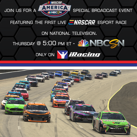 NBC SPORTS, iRacing AND NASCAR COME TOGETHER FOR FIRSTEVER eNASCAR TELECASTS eSport Racer