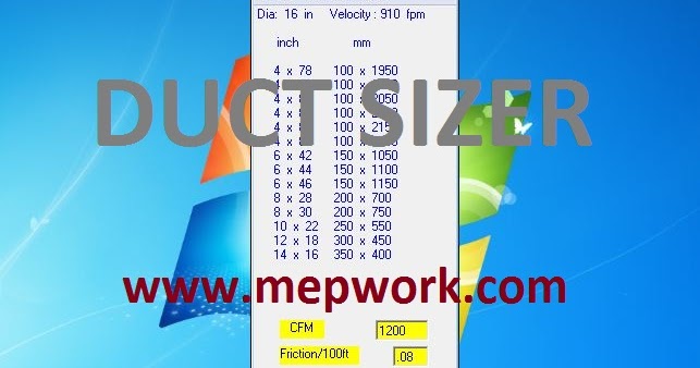Download Ductulator Software - A Simple Duct Sizer for PC