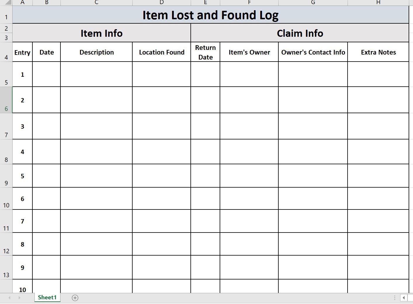 The Admin Helper Download Lost and Found Log Template (Excel and PDF