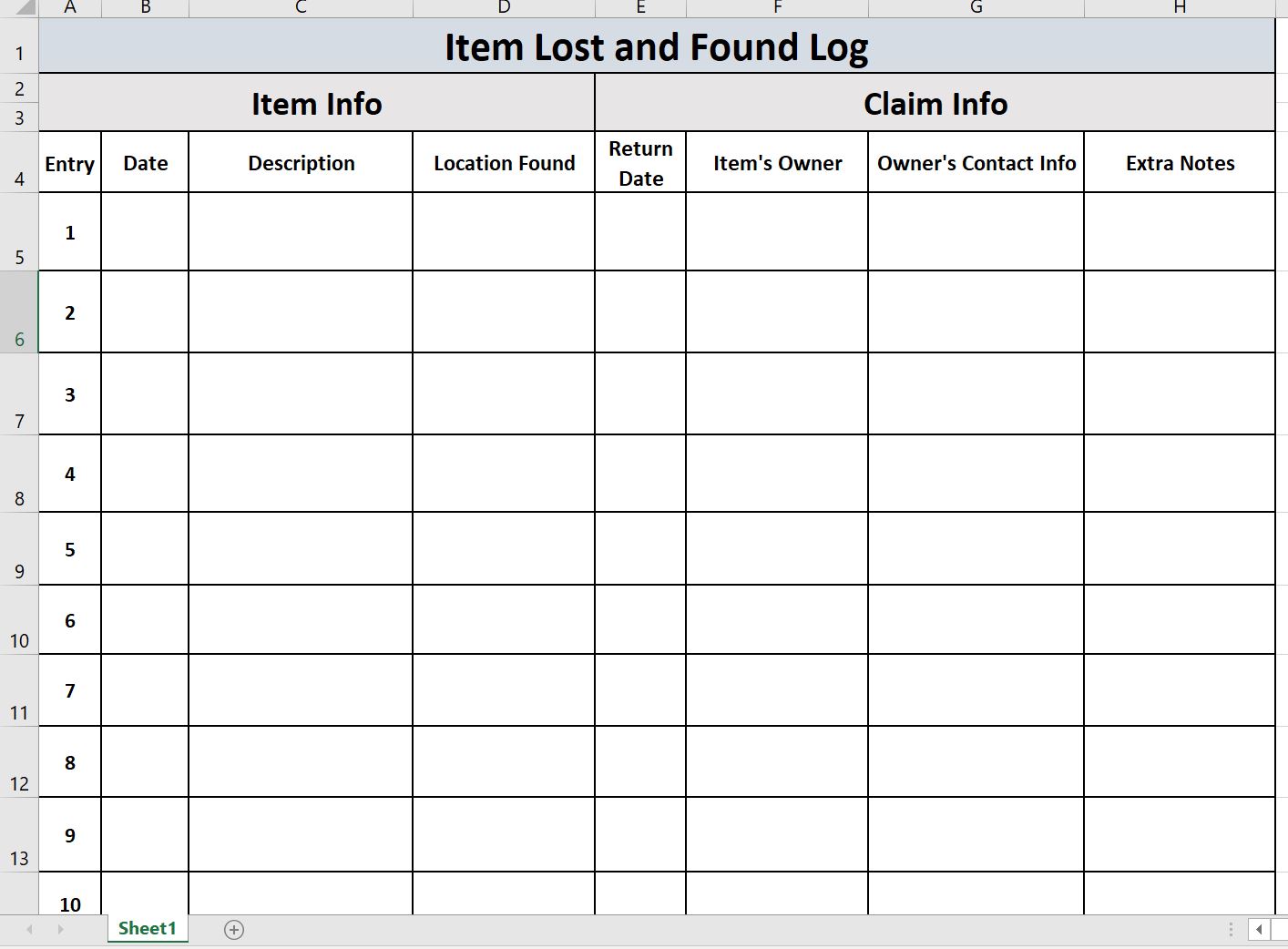 The Admin Helper Download Lost And Found Log Template Excel And PDF 