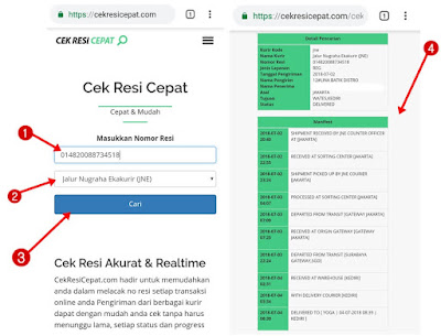 cek nomor resi jne akurat