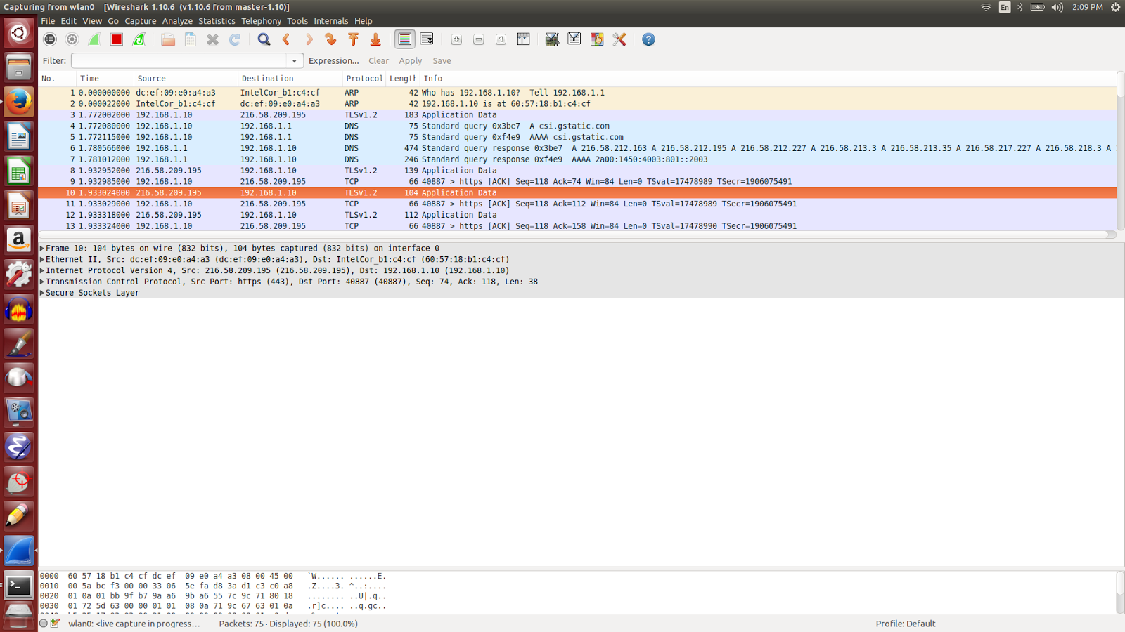 fn main() Installed wireshark for Networking package analysis