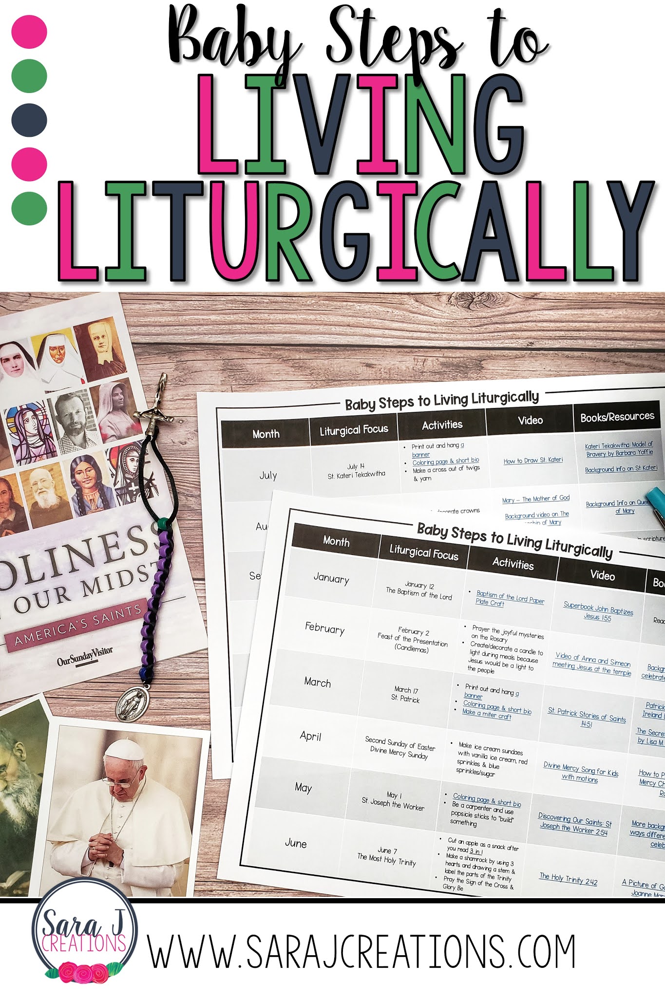 Ideas for how to start living liturgically in your Catholic home without being overwhelmed. Plus a freebie for a way to start celebrating each month.