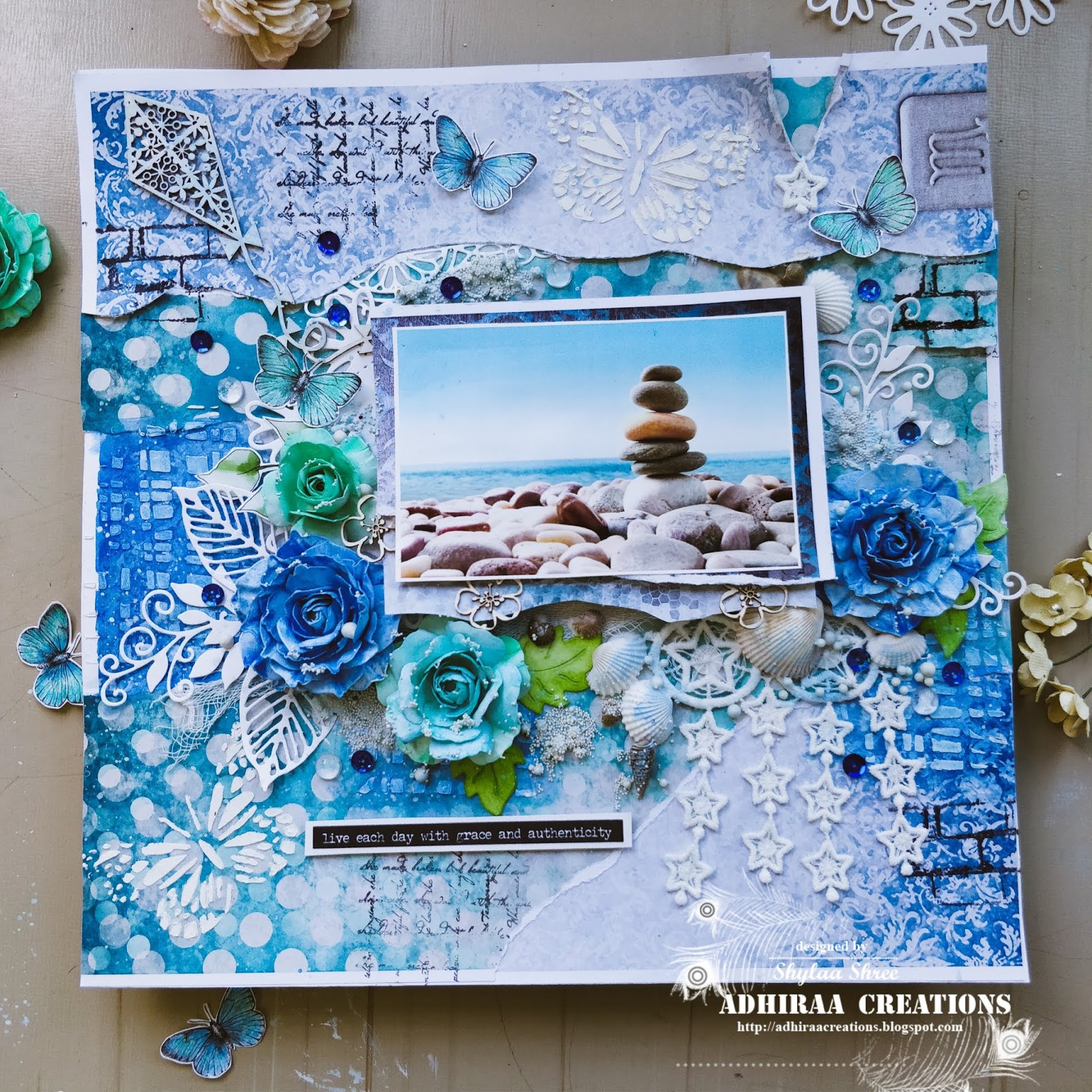 Mixed Media & Paper crafts Challenge blog Beach themed mixed media