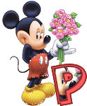 Alfabeto tintineante de Mickey con ramo de flores P.