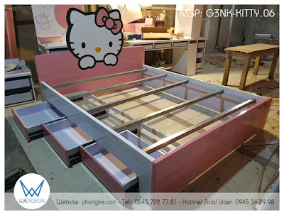 Giường ngủ Hello Kitty có 3 ngăn kéo G3NK-KITTY.06