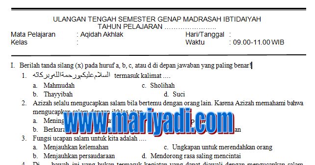 15 Contoh Soal Akidah Akhlak Kelas 7 Berbagi Kumpulan Soal