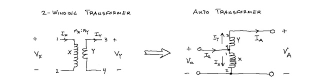 How does auto transformer converted into two winding transformer