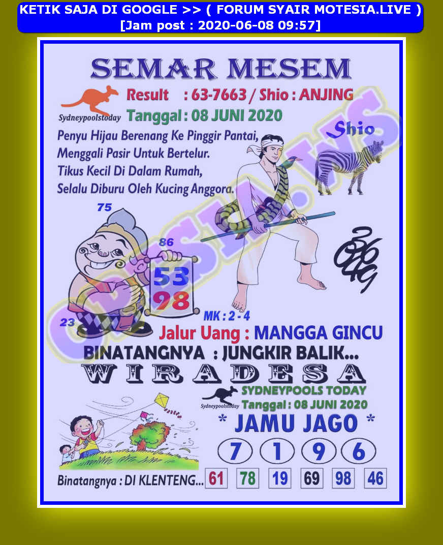 1 New Message Kode Syair Sydney 8 Juni 2020 Forum Syair Togel Hongkong Singapura Sydney