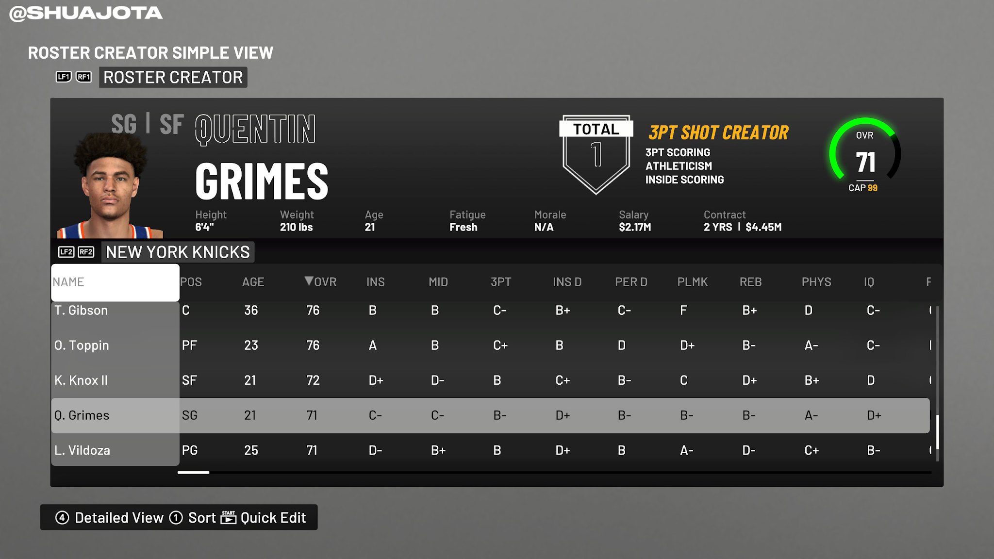 NBA 2K23  2KDB Emerald Quentin Grimes (82) Complete Stats