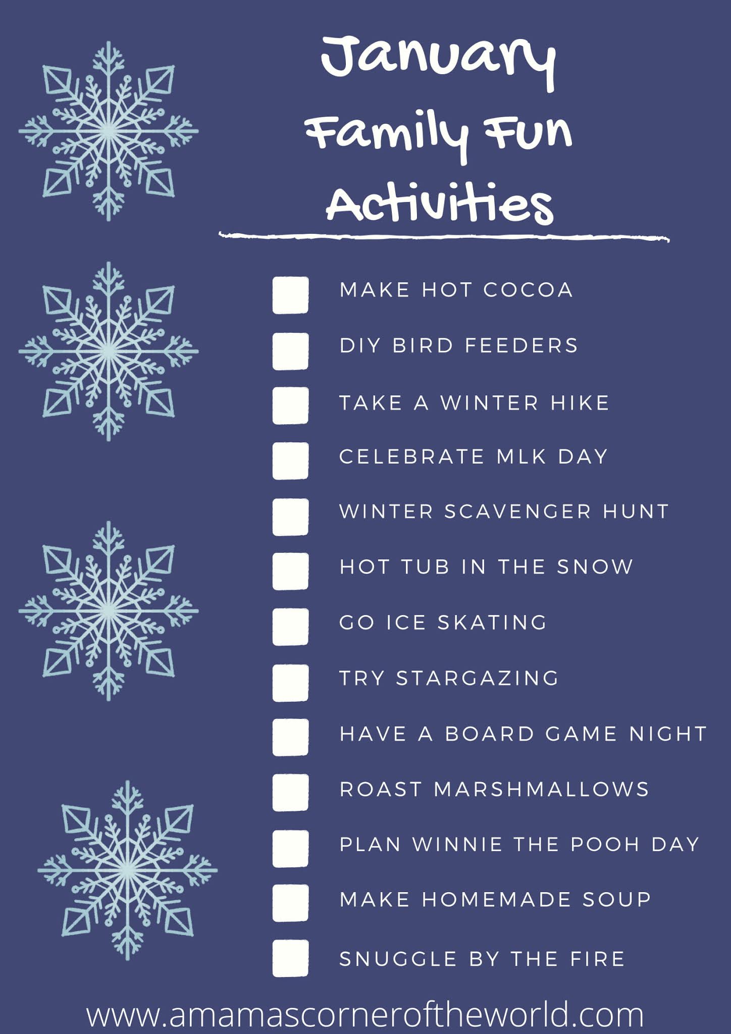 January Bucket List 13 Family Fun Activities for January