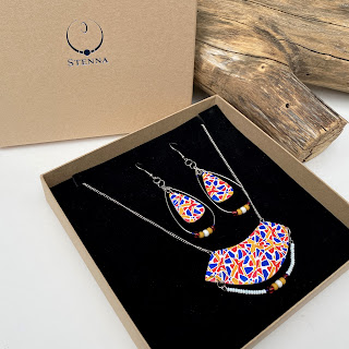 Coffret imitation : Collier et boucles d'oreilles pâte polymère Stenna Bijoux