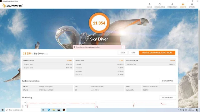 Benchmark 3DMark Sky Diver Asus VivoBook S14 S433