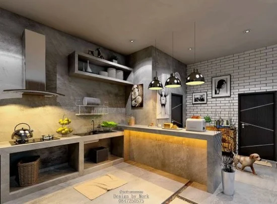 meja dapur cor dengan beton ekspos gambar inspiratif meja dapur cor dengan beton ekspos