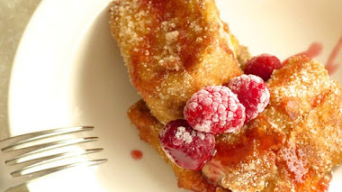 Torrijas con frambuesas