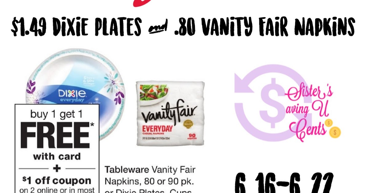 1.49 Dixie Plates & .80 Vanity Fair Napkins At Walgreen's!!