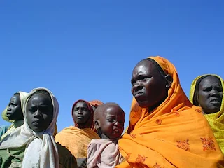 Homeless women and children in Darfur in western Sudan.