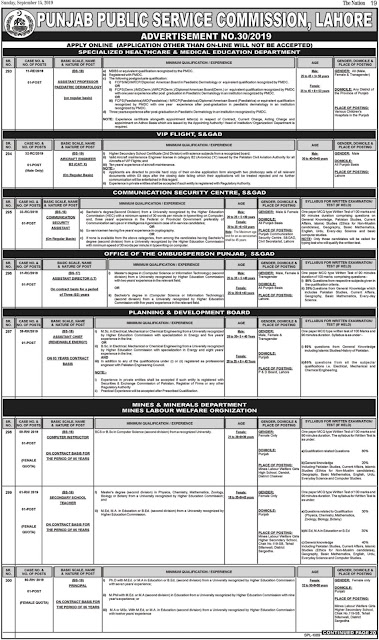 PPSC Jobs 2019 | Punjab Public Service Commission Jobs Online Apply